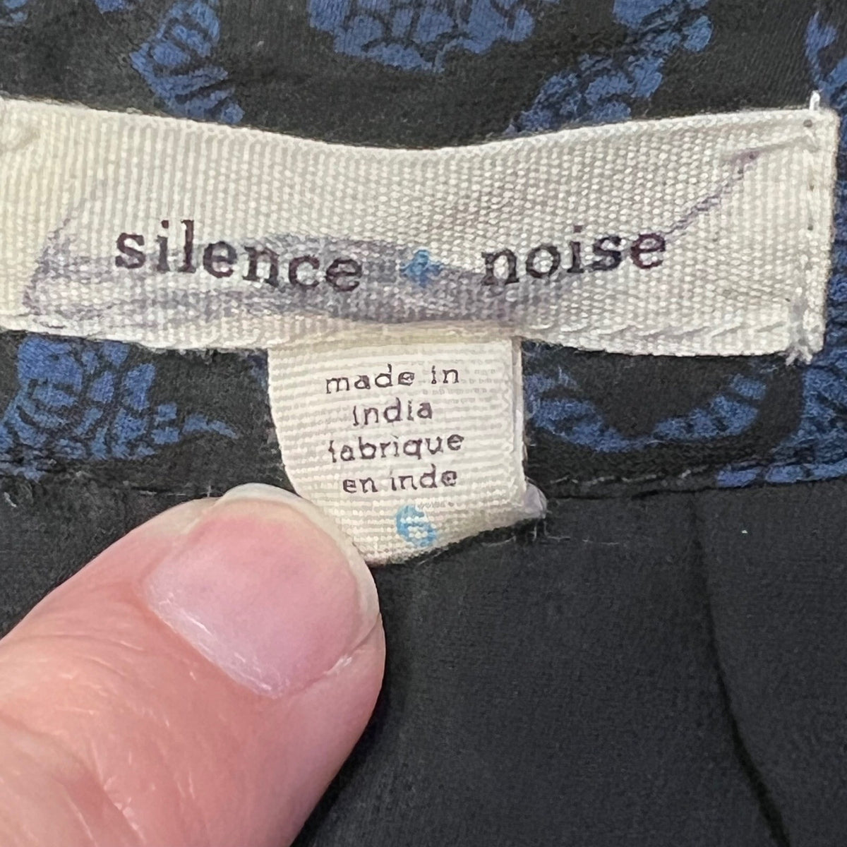 Silence Noise Womens Skirt Mini Ruffle Tiered Black Blue Print SMALL