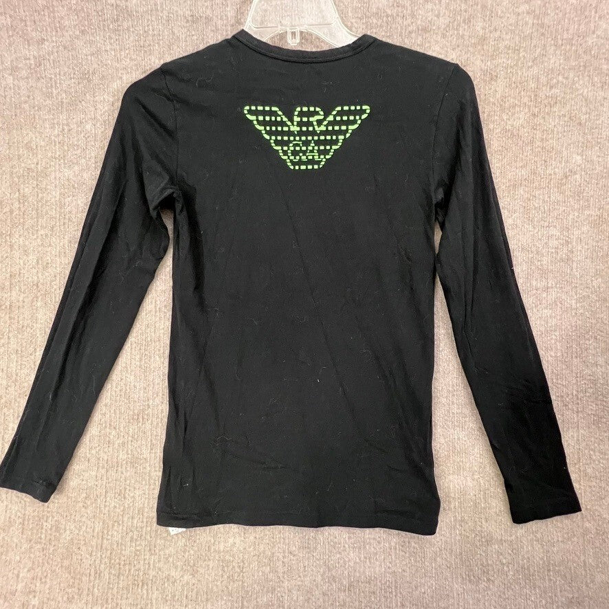 Emporio Armani Underwear Long Sleeve V Neck Top Shirt Small Black