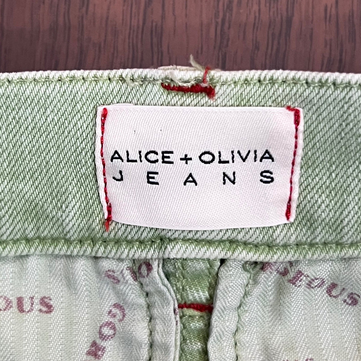 Alice + Olivia Jeans Womens 25 Green High Rise Wide Leg Denim Trousers Sage