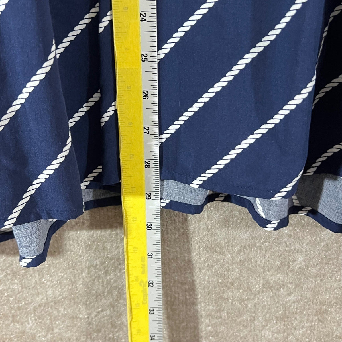 Lane Bryant Blouse Womens 20 Navy Rope Stripe Tie Back Long Sleeve NWT