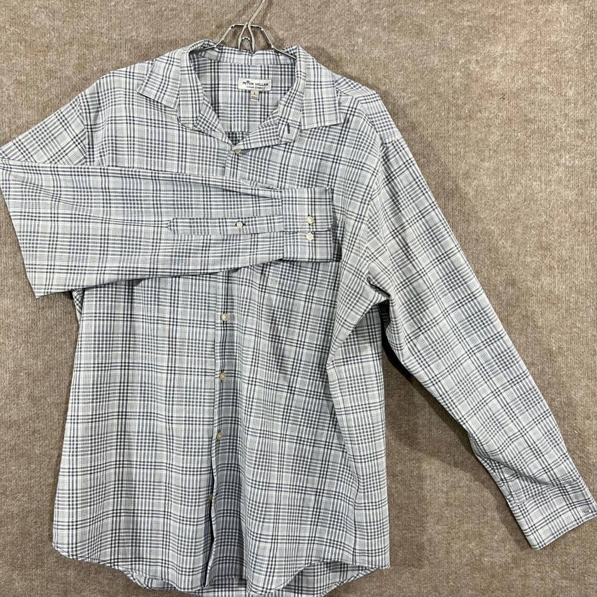 Peter Millar Button Up Shirt Mens Large Plaid Lightweight Summer Comfort Preppy