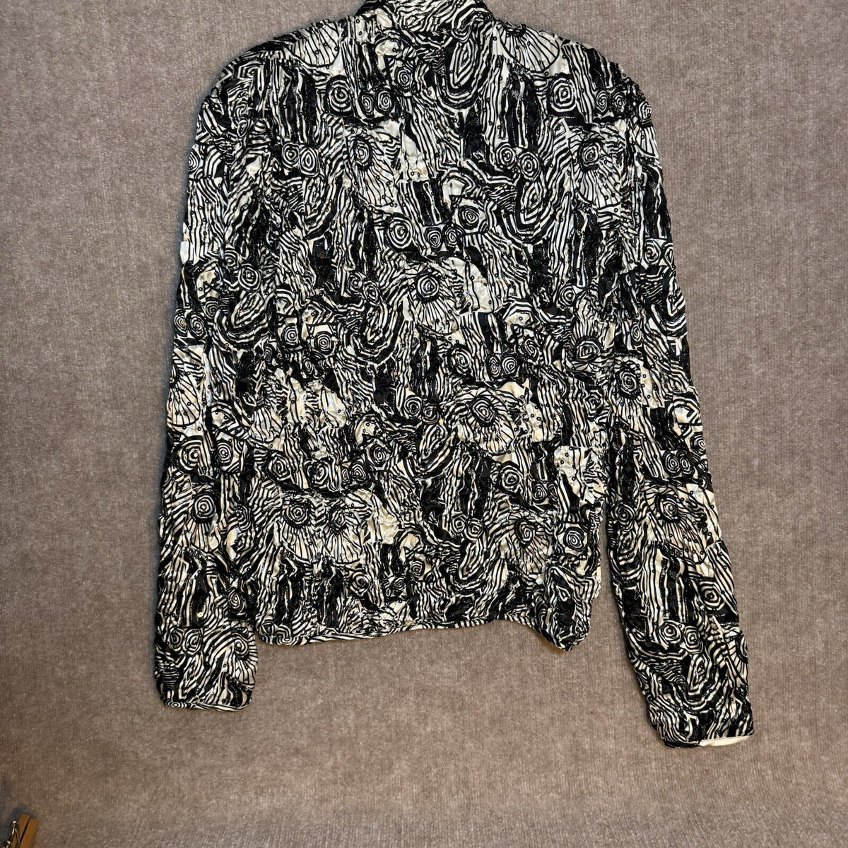 MSK Med Women's Sequin Bomber Style Jacket with Smocked Front and Full Zip