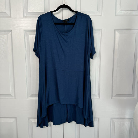 Lane Bryant Blue T-Shirt Dress - Women's Plus Size 14/16 High Low Hem Casual