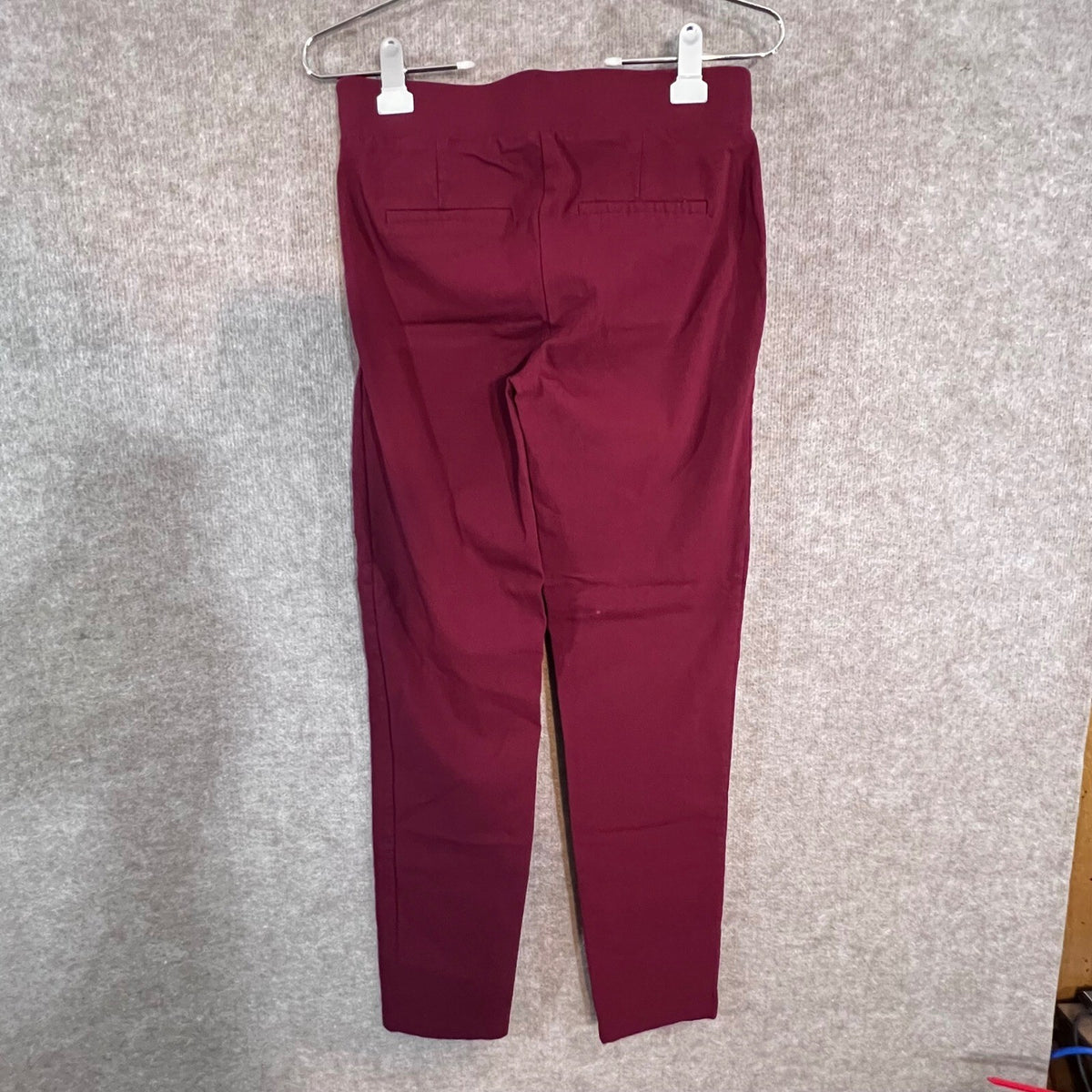 89th + Madison Dress Pants Women S Burgundy Pull On Stretch Faux Button Workwear