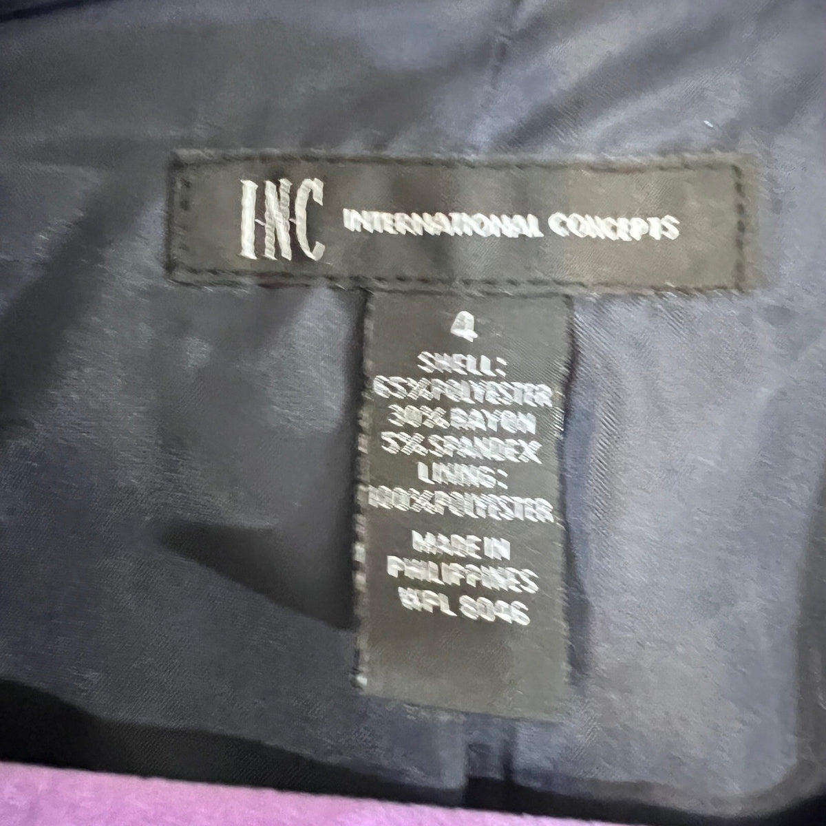 INC International Concepts Blazer Womens Size 4 Navy Blue Single Button Office