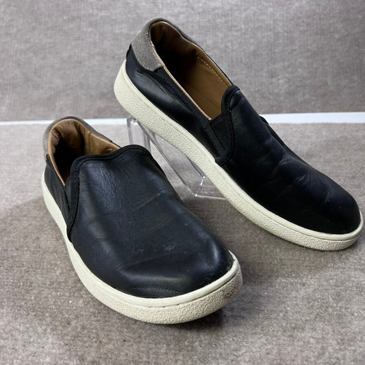 UGG Black Leather Slip On Sneakers Casual Shoes Size 8