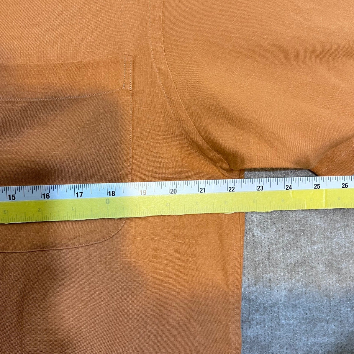 J. Ferrar Button Up Shirt Mens Medium Orange Linen Blend Short Sleeve Summer