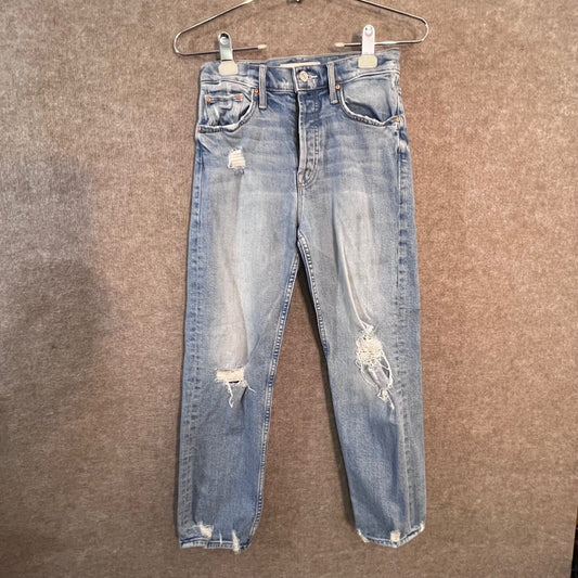 Mother Denim Jeans Women 25 Distressed High Rise Straight Leg Light Wash Casual