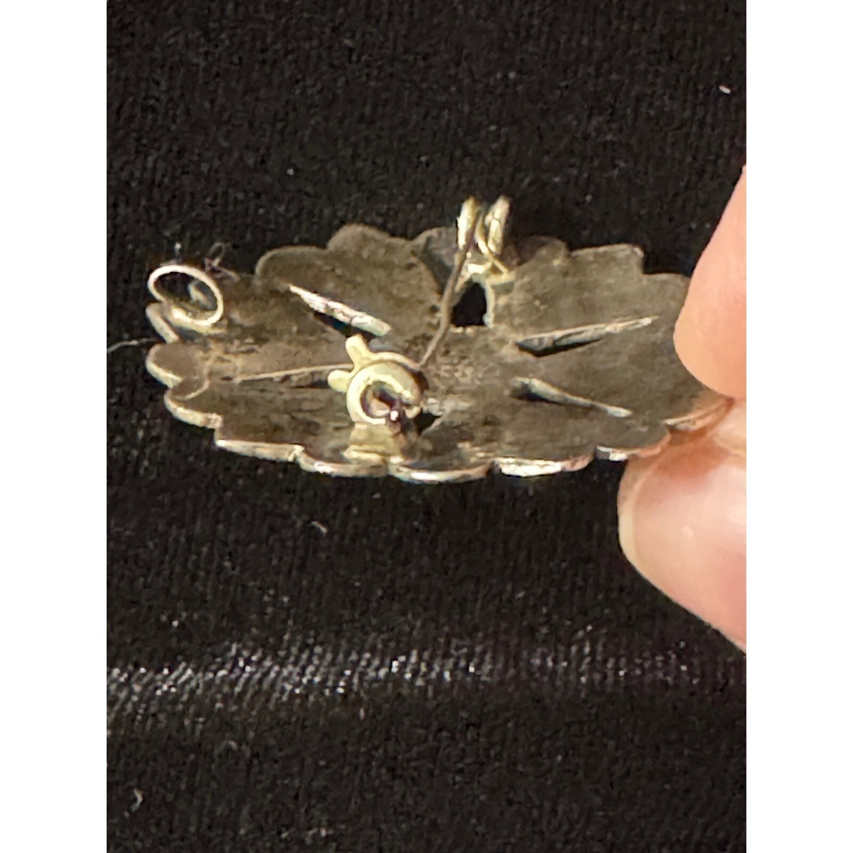 Vintage Taxco Beto Brooch Pendant Unisex OS Abalone Turquoise Inlay Floral READ