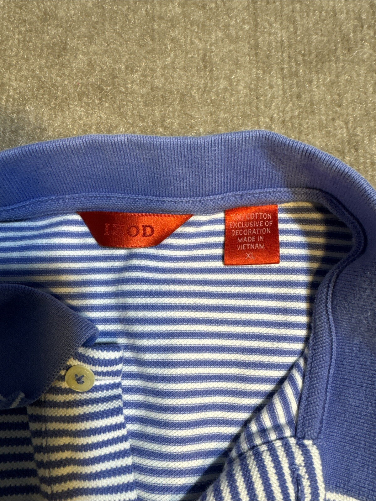 IZOD Men Collared 2 Button Polo Striped contrast collar XL Cotton