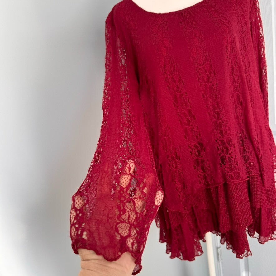Indigo Soul Sz M Red Lace Mini Dress