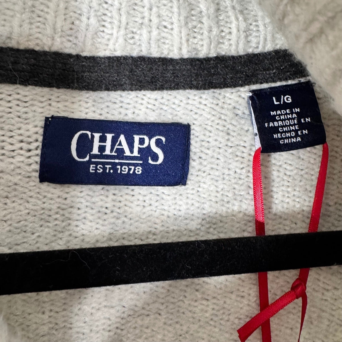 Chaps Ottoman Cowl Neck Sweater Mens L Oatmeal Heather Ribbed Minimalist