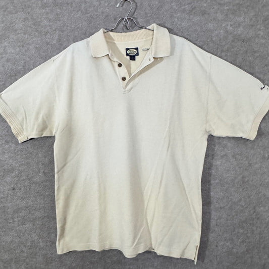 Vintage Tommy Bahama Polo Shirt Mens Size L Cream Cotton Pique Coastal Resort