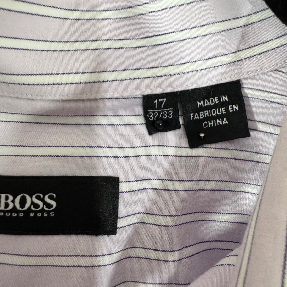 Hugo Boss Button Up Shirt Mens 17 32/33 Purple Striped Long Sleeve Minimalist
