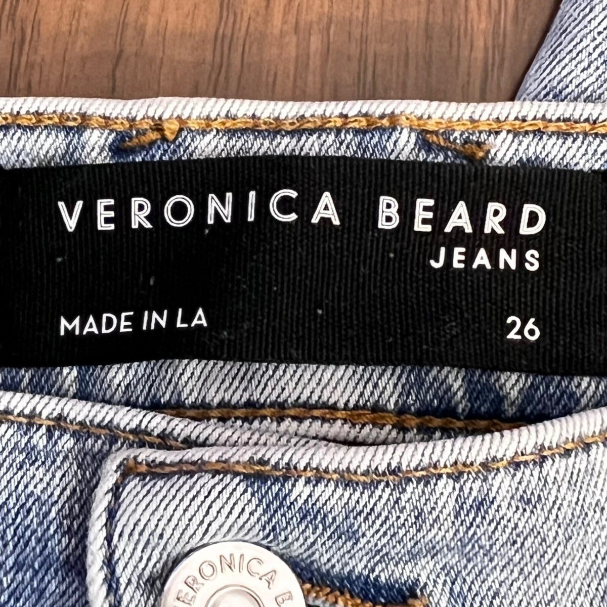 Veronica Beard Jeans Womens 26 Blue Flare High Rise Raw Hem Boho Chic