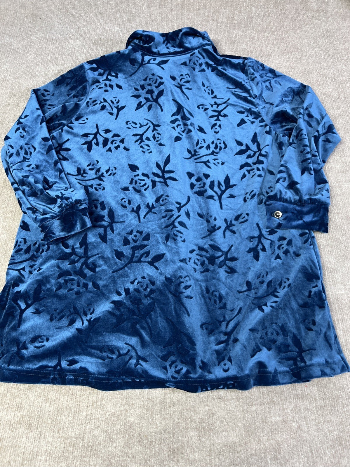 Diane Von Furstenberg Top L Color Authority Button Velvet Floral Baroque Boho