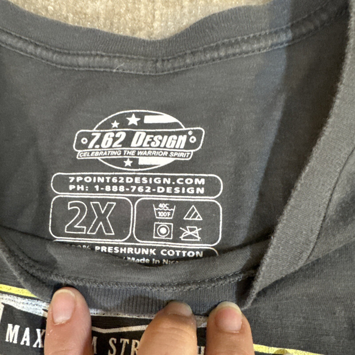 7.62 Design Men's T-Shirt 2x Double Tap Gray Graphic