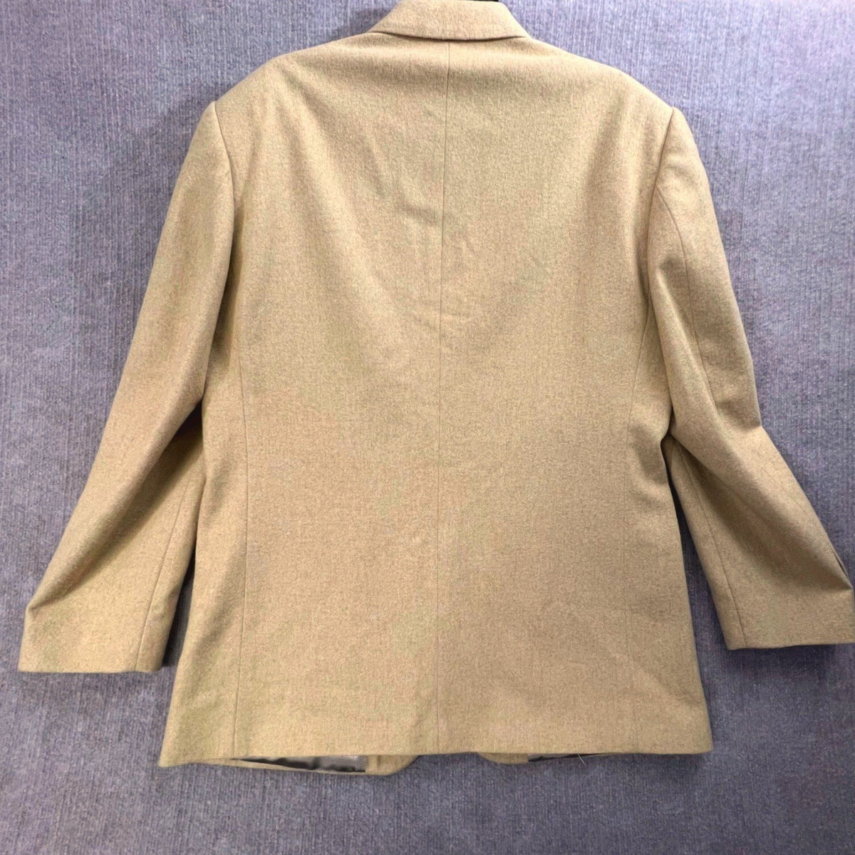 Oscar de la Renta Mens 44R Tan Beige Wool Two Button Blazer Jacket