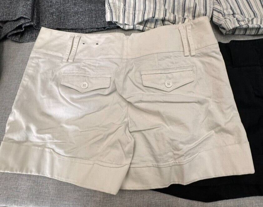5 Pair Express 8P Women Flat Front Cuffed Cotton Shorts 4" Cuffed Short Rise y2K