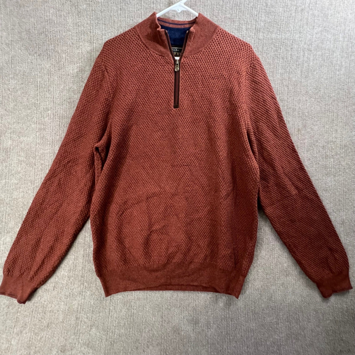 J.S.A Bank Reserve Mens 1/4 Zip Pullover Sweater Large Cotton Cashmere Blend
