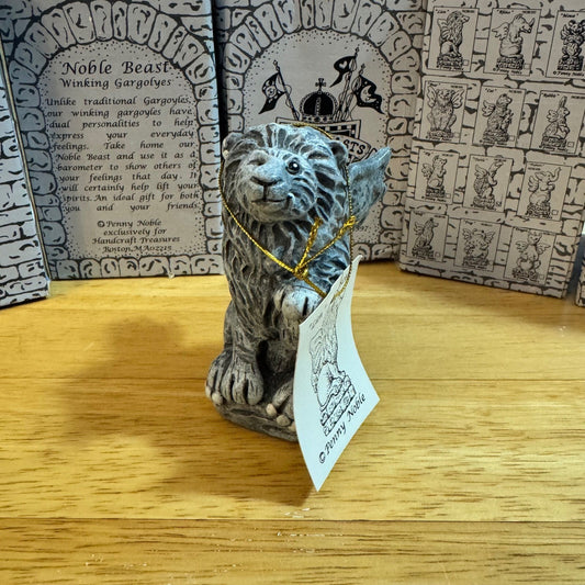 Vintage Penny Noble Noble Beasts Lion Gargoyle Winged Figurine NOB101 Grey Goth
