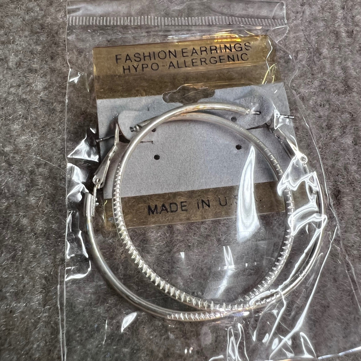 Unbranded Hoop Earrings Silver Textured Large Hypoallergenic Classic