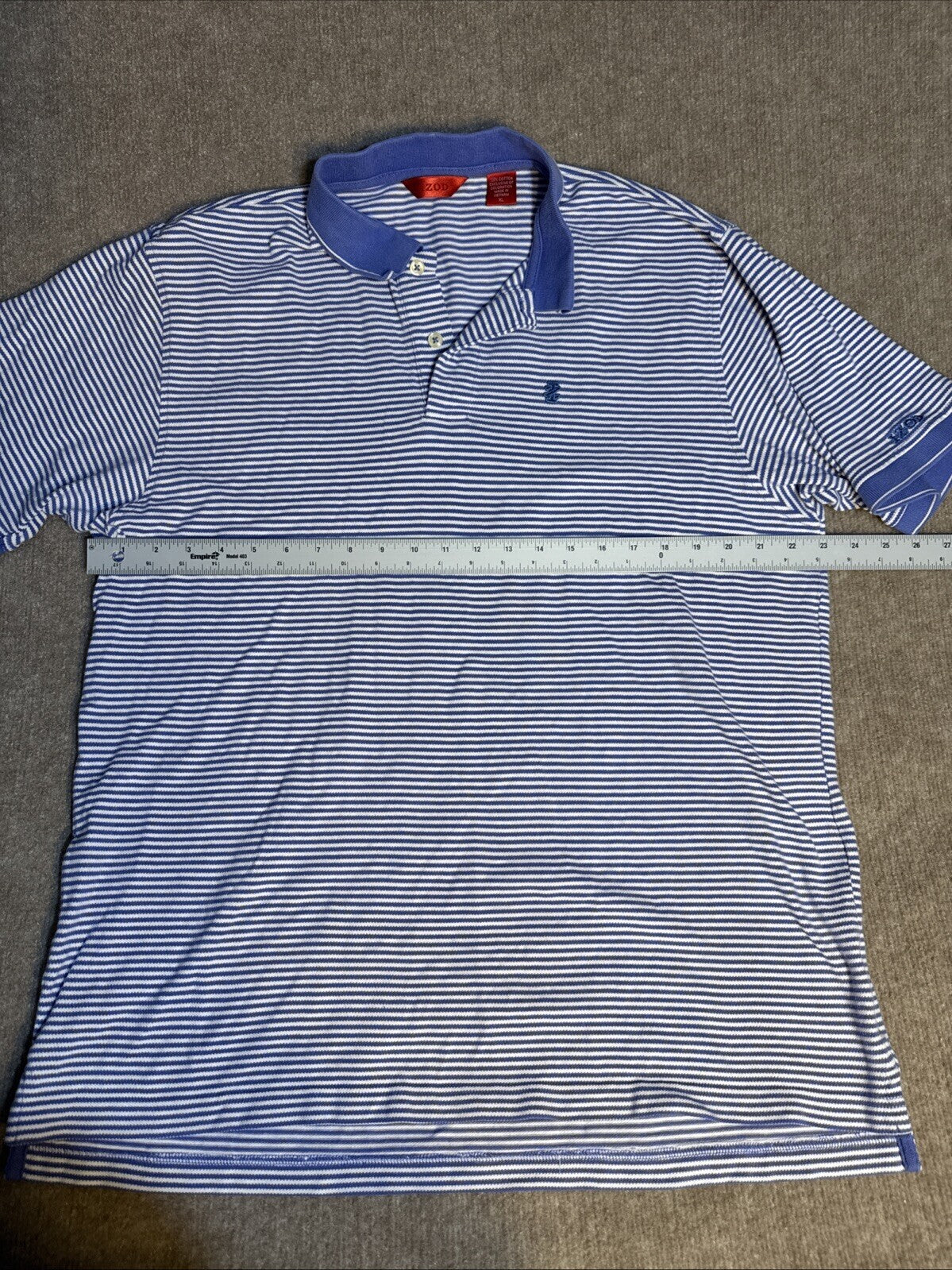 IZOD Men Collared 2 Button Polo Striped contrast collar XL Cotton