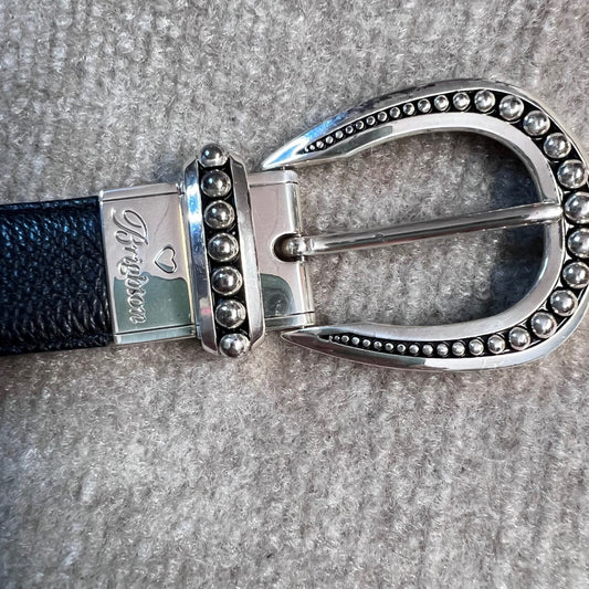 Brighton Really Tough Reversible Belt Women S Black Gray Leather B40593