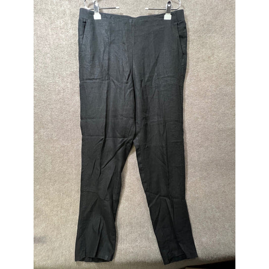 love linen J Jill Women's Black Linen Pants Size L Tall Elastic Waist 36x31