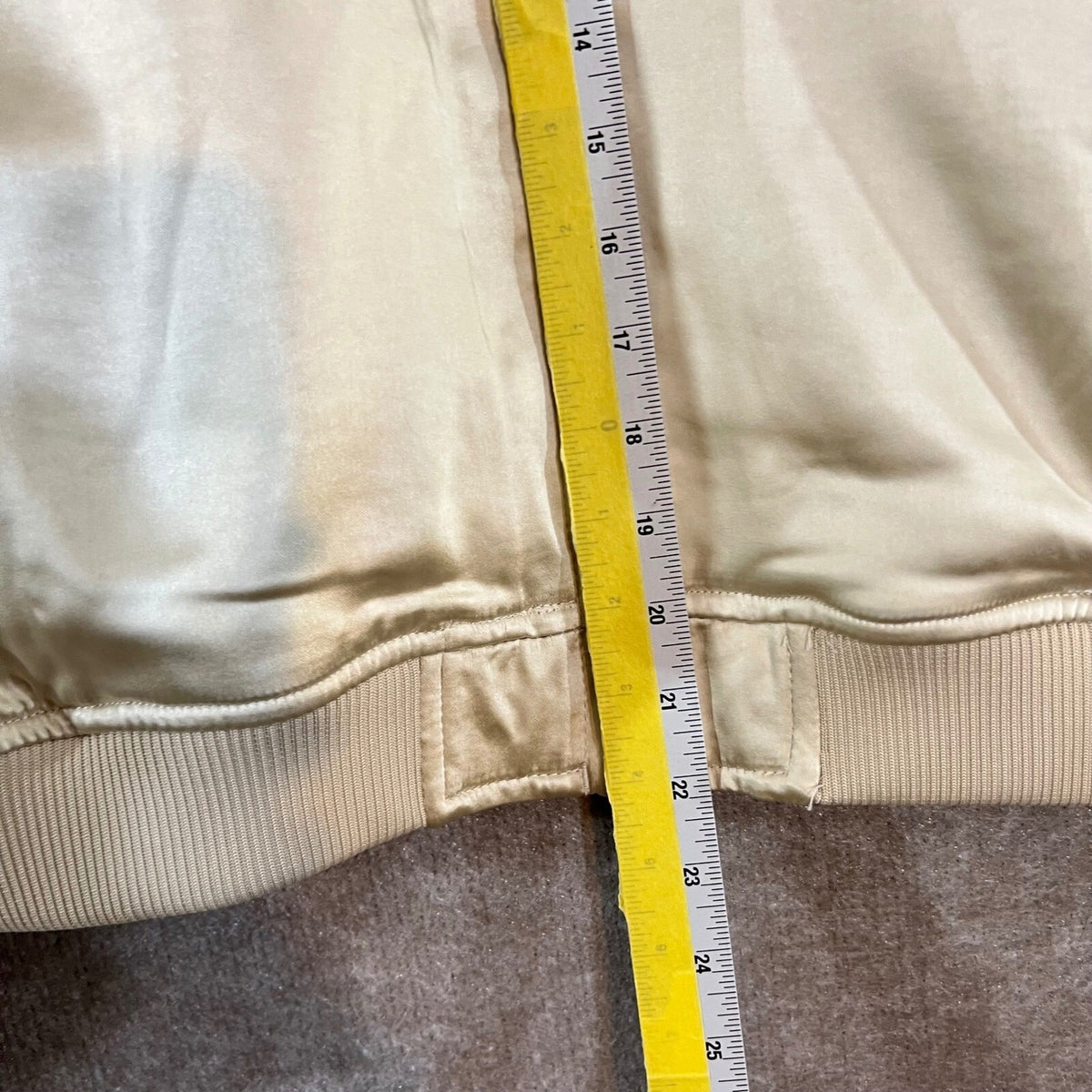 Vans Bomber Jacket Womens Medium Gold Satin Full Zip Embroidered Logo Streetwear