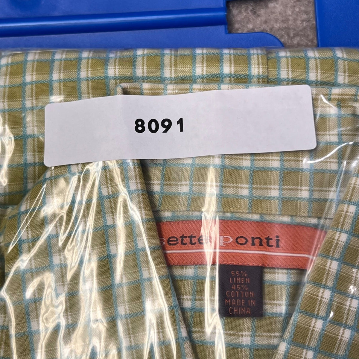 Diamond Jim Mens L Plaid Button Down Shirt Long Sleeve Green Blue White