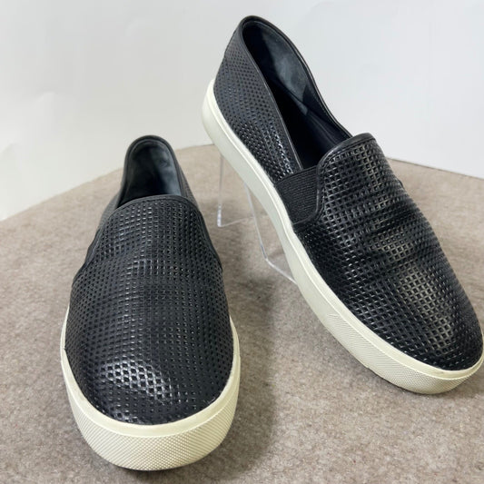 Vince Blair Perforated Leather Slip On Sneakers Womens 6.5 Black Minimalist