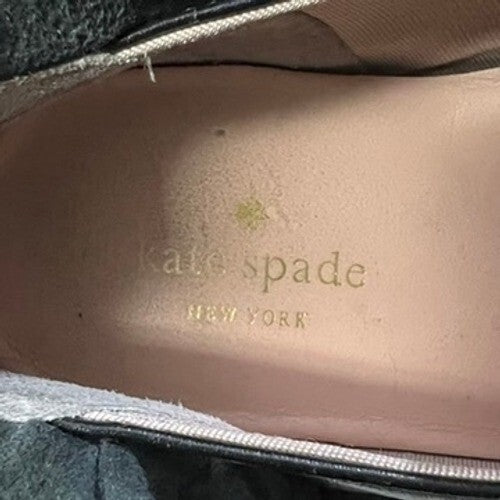 Kate Spade Sz 10 New York Black Leather Studded Ruffle Slip On Sneakers