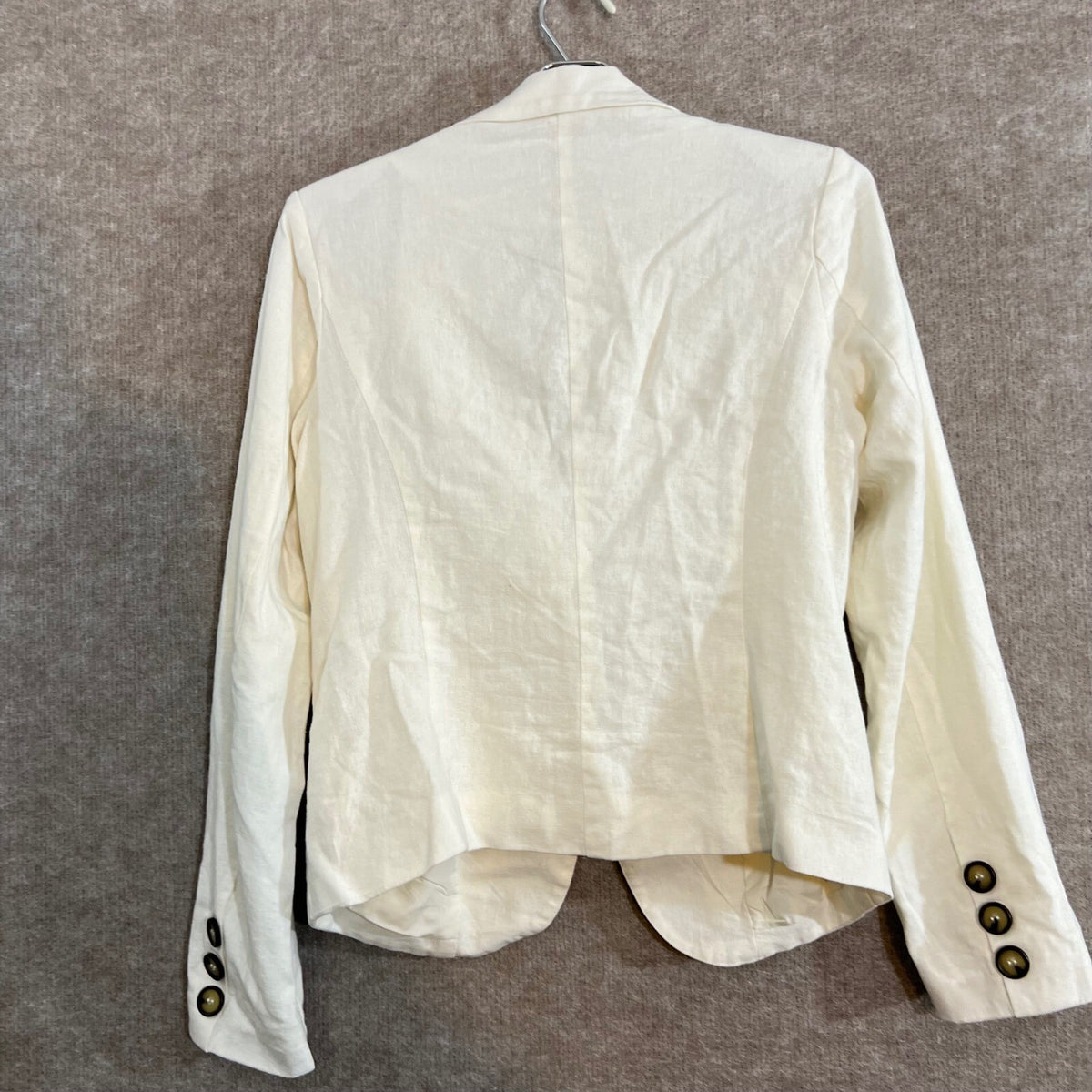 Halston Blazer Jacket Womens Size S White Linen Blend Single Button Professional