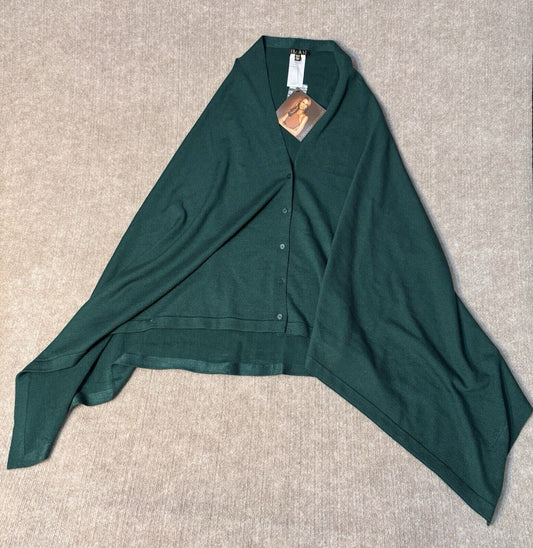 Iman Women Global Chic Drape Poncho Wrap Shawl O/S Button Front Lagenlook