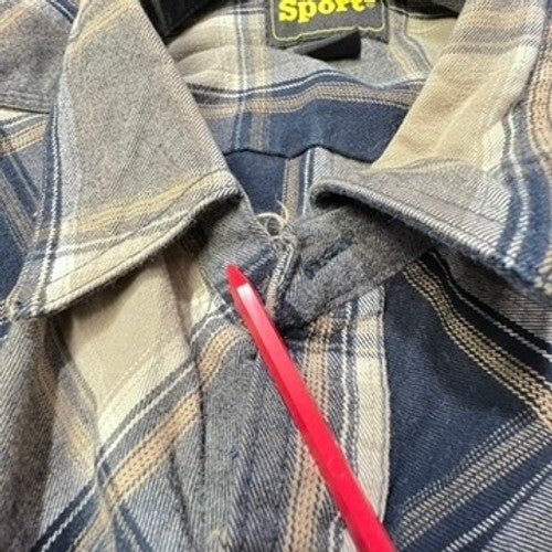 Work n Sport Plaid Flannel Shirt Mens LT Long Sleeve Western Style Blue