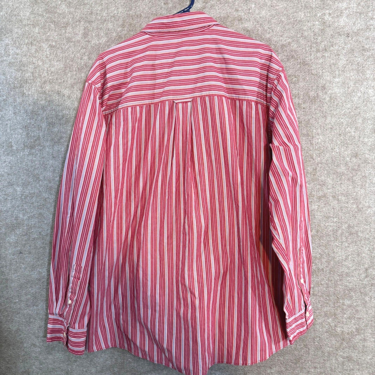 Chaps Button Down Shirt Mens XL Red Striped Long Sleeve Easy Care Preppy