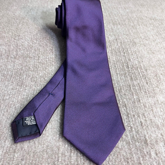 Hugo Boss Silk Necktie Mens OS Purple Textured Silk Woven Italy Luxury Business