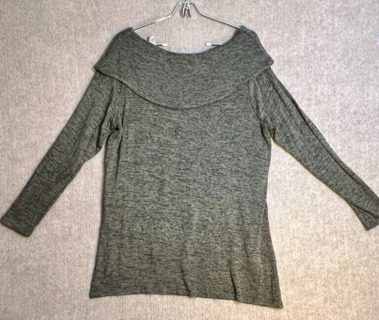 Mossimo Shawl Collar L Olive Lightweight knit sweater  Boat Neck Drape Comfy