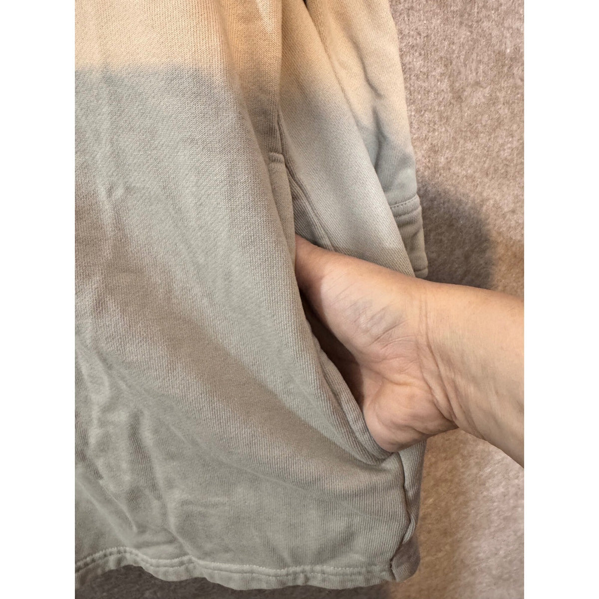 Good American Shacket Women 3/4 Khaki Cotton Fleece Shacket Oversized Utility