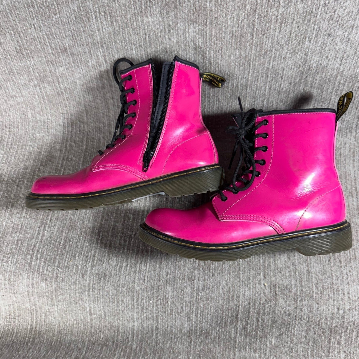 Dr Martens Boot Women Size 4 Hot Pink Patent Leather Side Zip Combat Punk Goth