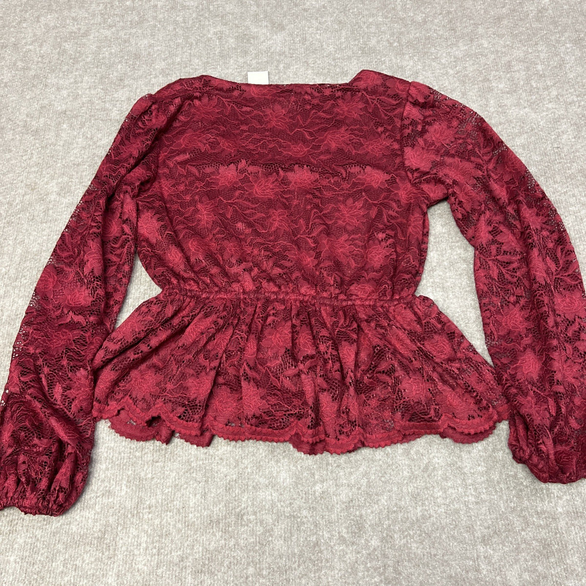 Maurices Sm Feminine Lace V Neck Peplum Dress Top Balloon Sleeves Romantic
