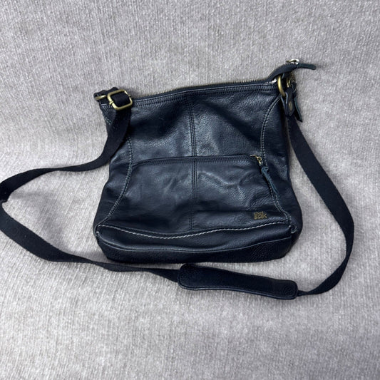The Sak Black Leather Crossbody Bag Zipper Pocket Shoulder Purse Handbag