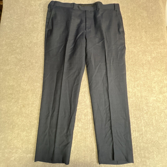 Men’s Wool Dress Pants 40x29 Navy Flat Front Lightweight 2” Seam Allowance