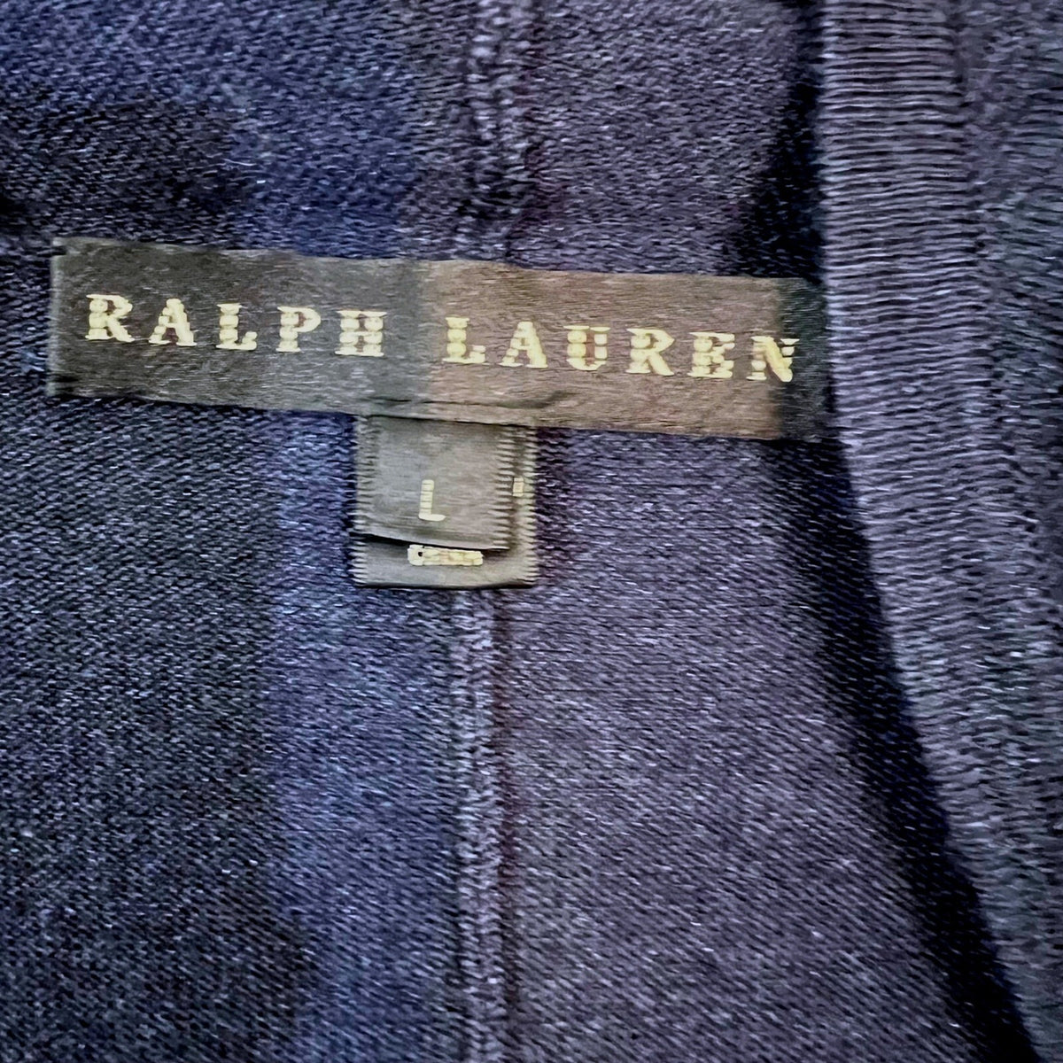 Ralph Lauren Black Label Cardigan Lg Navy Cashmere Silk Open Front Draped