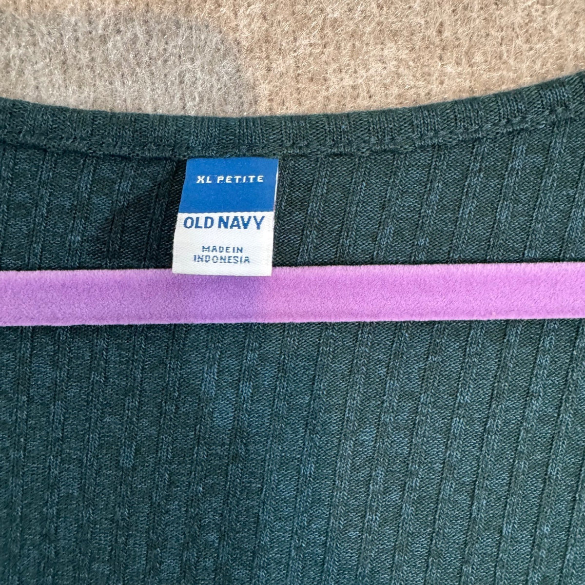 Old Navy Dress Women XL Petite Green Ribbed Long Sleeve A Line Mini Casual