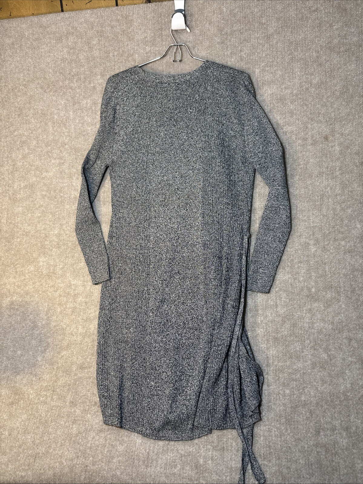 Clio Duster Cardigan Women Small Gray Short V-Neck Silk Blend Button Up