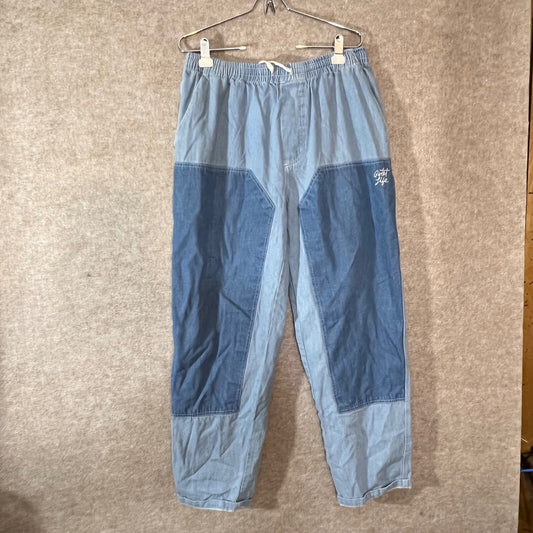 The Quiet Life Patchwork Denim Pants Womens Large Blue Drawstring Streetwear