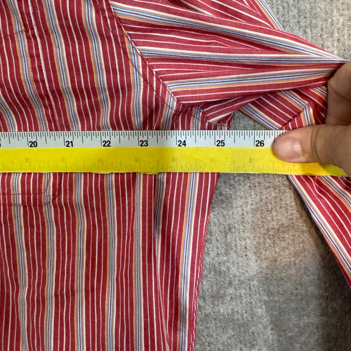 Chaps Button Down Shirt Mens XL Red Striped Long Sleeve Easy Care Preppy