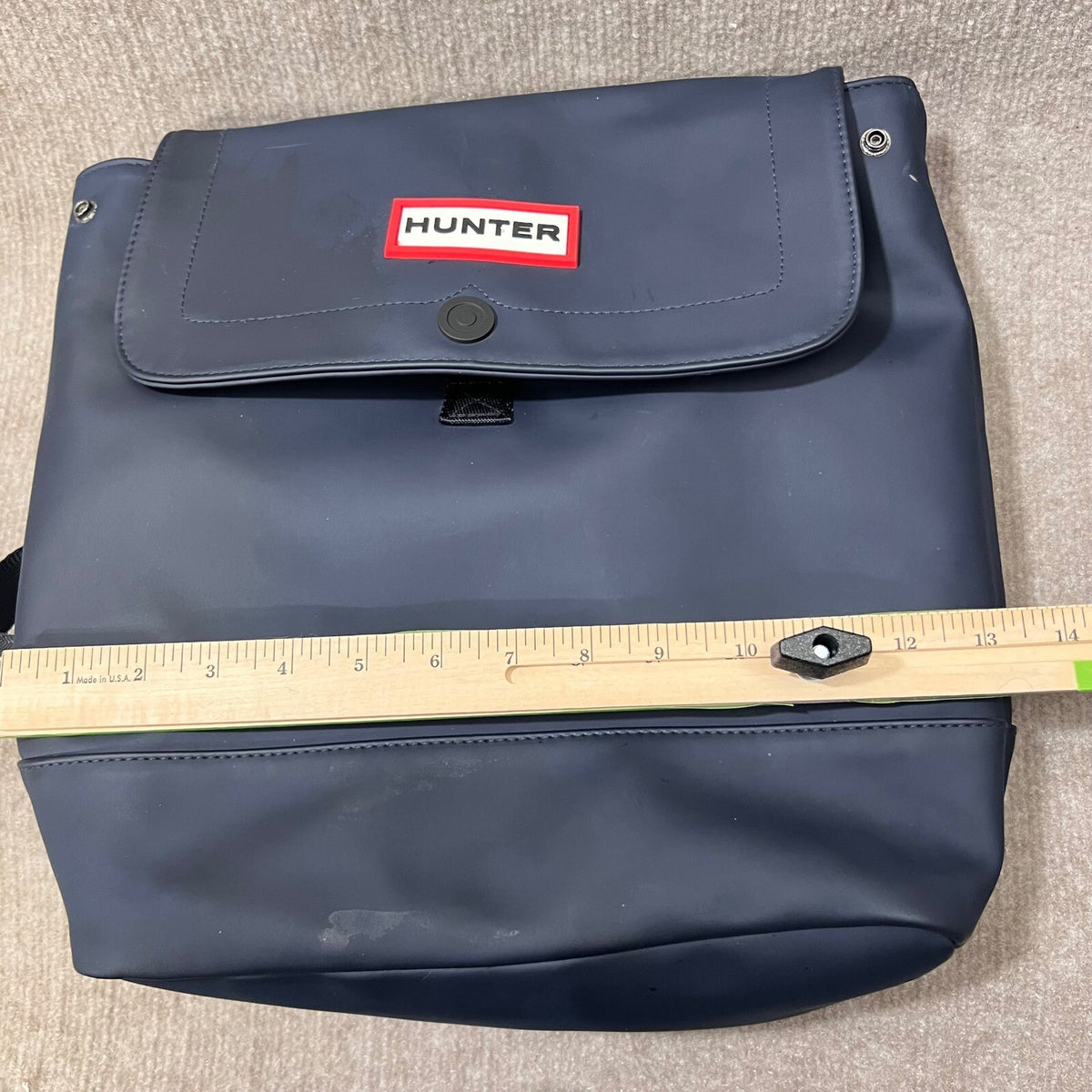 Hunter Target Rubber Backpack Navy Blue Water Resistant Unisex Adjustable Straps